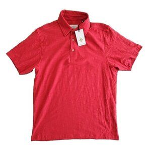 Coastaoro Polo Shirt Men's Size Small Brick Red Slubbed Cotton‎ Quiet Luxury NWT